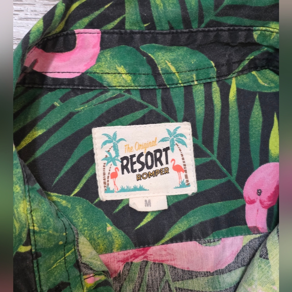 Mens The Original Resort Romper Mens Size M 100% Cotton Pink Flamingoes - Picture 2 of 7